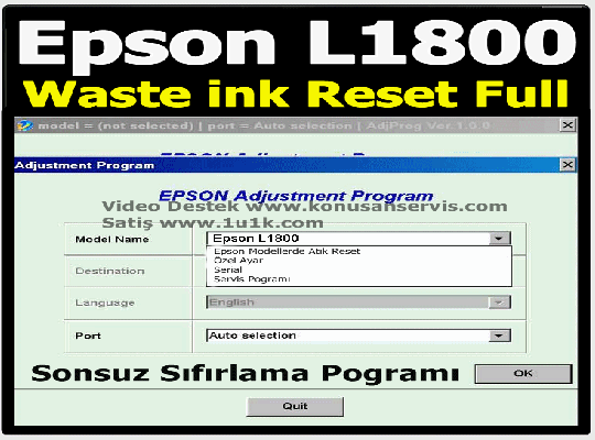 Epson L1800  WİC Reset Key