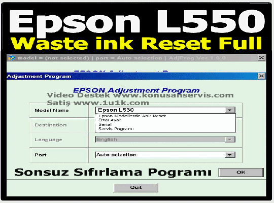 Epson L550 emici dolu resetleme