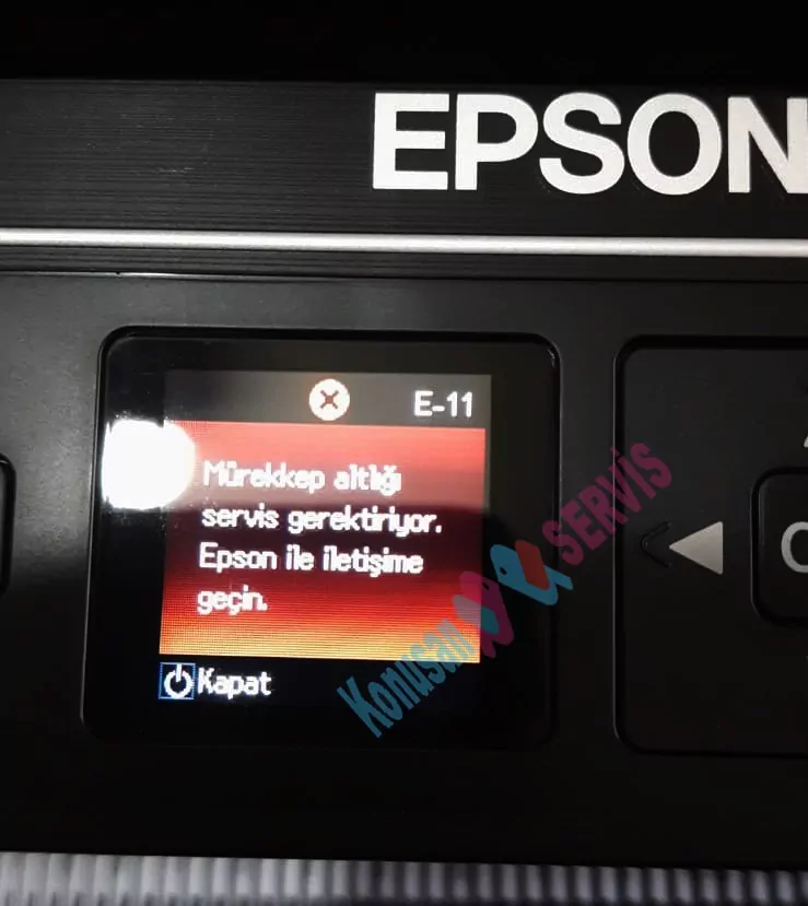 Epson E-11 Murekkep Altlığı servis gerektiriyor 