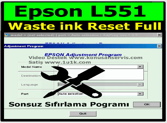 Reset Epson L551 Waste İnk Error Reset Programı
