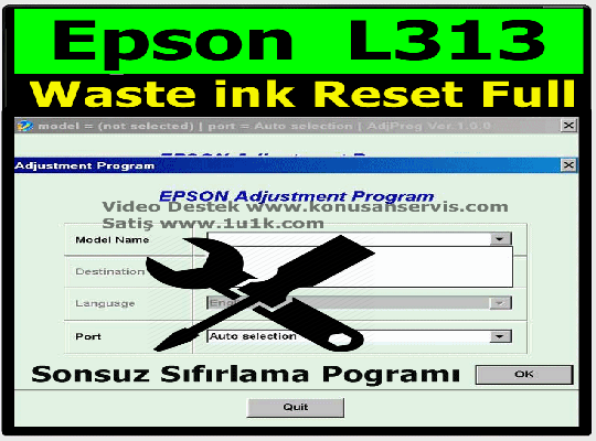 Epson L313 Waste İnk Error Reset Programı