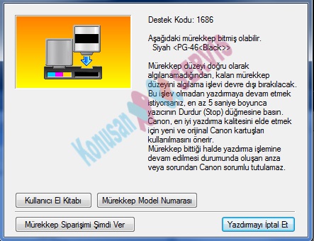 canon 1686 hata kodu nedir